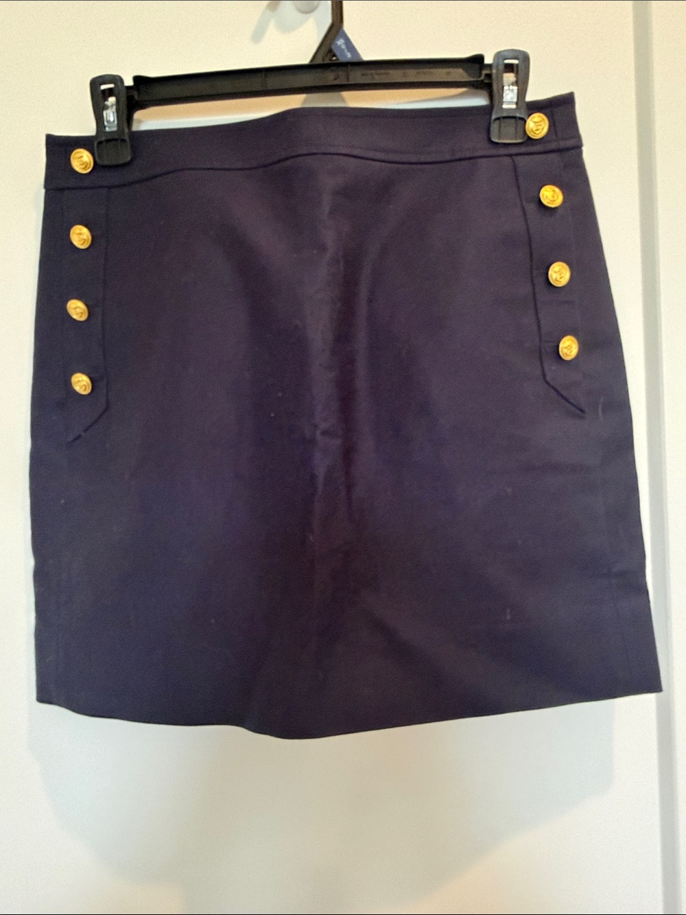 J. Crew Navy Mini Skirt with Gold Button Details